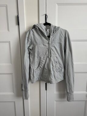 Prairie Underground Short Cloak Hoodie w/ Ruched Hood in Light Grey / Pale Blue